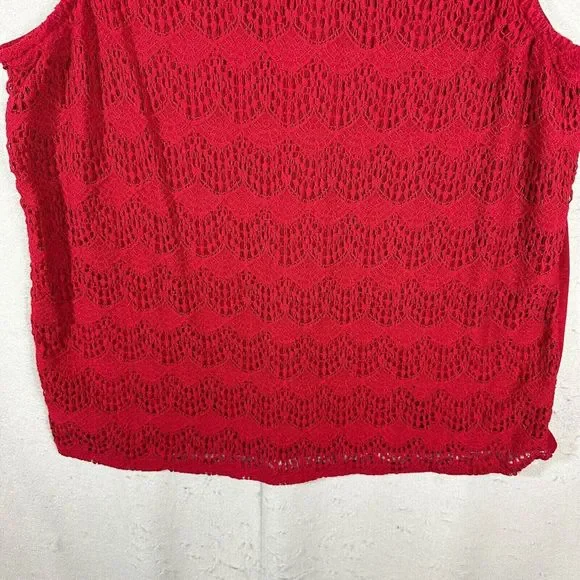 CJ Banks Womens Vest Sleeveless Lace Outer Blouse Red Pullover Plus Size 2X - Picture 5 of 14